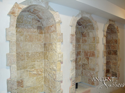 Kronos limestone cladding on the walls of a villa entrance